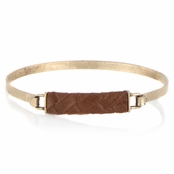 Gisele's Brown and Goldtone Leather Bangle Bracelet