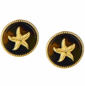 Gloria's Round Starfish Goldtone Tortoiseshell Stud Earrings