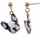 Gold tone French Bulldog Dangle Earrings - Black and White