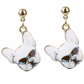 Gold tone French Bulldog Dangle Earrings - Sunglasses