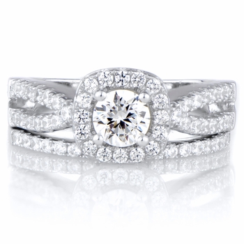 Damini's Round Cut Split Band CZ Wedding Ring Set
