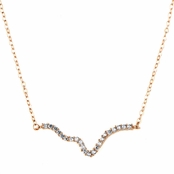 Harper's Rose Goldtone CZ Curvy Bar Charm Necklace