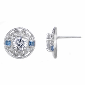 Harper's Blue Cubic Zirconia Antique Stud Earrings