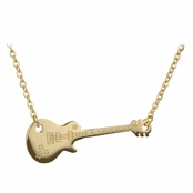 Hattie's 18in Gold Sideways Guitar Charm Necklace