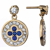 Hadley's Blue CZ Round Goldtone Dangle Earrings