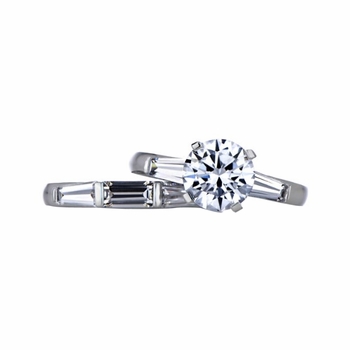 Hazel's Round & Baguette Cut CZ Wedding Ring Set