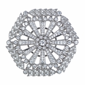 31mm Silvertone and CZ Art Deco Charm for Jewelry Making