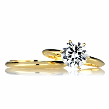 Jackie's 2 Carat Round Cut CZ Goldtone Wedding Ring Set