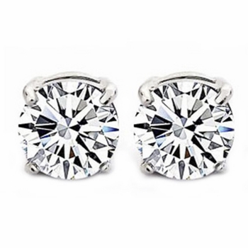 6mm Round Cut Cubic Zirconia Magnetic Stud Earrings