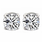 6mm Round Cut Cubic Zirconia Magnetic Stud Earrings