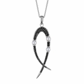 Vixen's Black CZ and Freshwater Pearl Charm Necklace