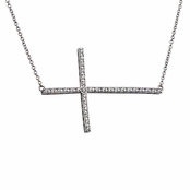 Janaya's CZ Pave Sideways Cross Necklace