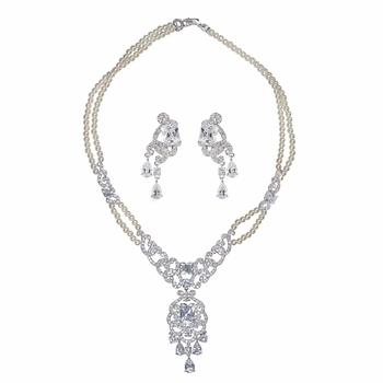Janice's Vintage Faux Pearl & CZ Necklace Set