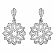 Jasmine's Vintage Cubic Zirconia Flower Dangle Earrings