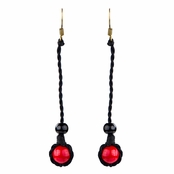 Jenna's Black & Red Rope Dangle Earrings