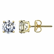 Jessica's 7mm Round Cut CZ Goldtone Stud Earrings - 2.5 TCW
