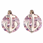 Jessie's Pink CZ and Goldtone Anchor Stud Earrings