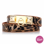 Josie's Leopard Print Faux Leather Wrap Bracelet