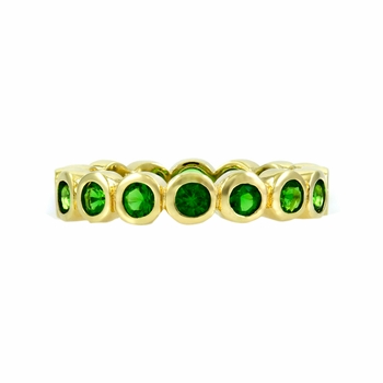 Joy's Goldtone Eternity Ring - Green CZ