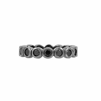 Joy's Silvertone Eternity Ring - Black CZ