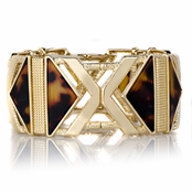 Kali's Goldtone and Leopard Fashion Stretch Bracelet