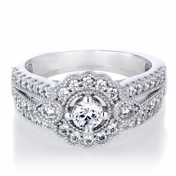 Karola's Art Deco Cubic Zirconia Wedding Ring Set