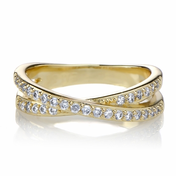 Katherine's Goldtone Cubic Zirconia Double Row Crossed Anniversary Ring