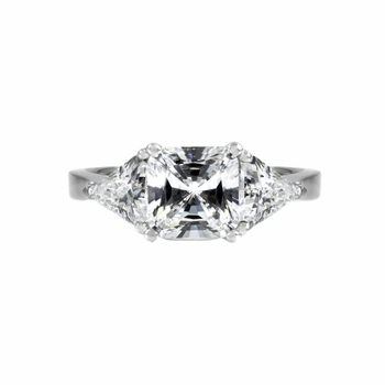 Keane's Engagement Ring - 3 Stone Princess & Trillion Cut CZ