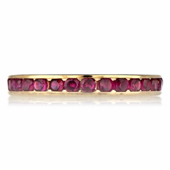 Kee's Goldtone Eternity Ring- Red CZ