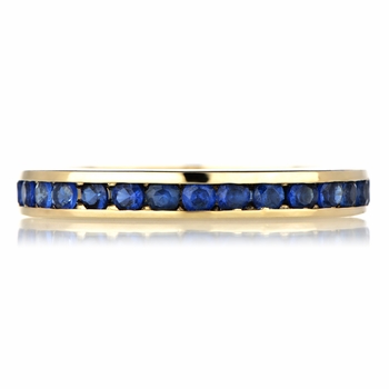 Kee's Goldtone Eternity Ring - Blue CZ