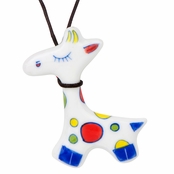 Kid Ceramic Giraffe Pendant with Adjustable Leather Necklace