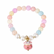 Lucky Cat Beaded Friendship Bracelet - Blue & Pink