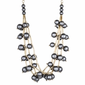 Kimona's 20in Gold and Silver Simulated Pearl Layered Necklace