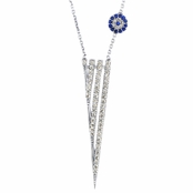 Kit's Silvertone CZ Dagger Evil Eye Necklace
