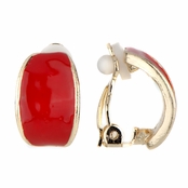 Larissa's Red Half Hoop Clip On Earrings