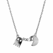 Lark's Silvertone Pacman Style Charm Necklace