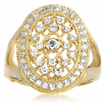 Leeva's CZ Wedding Ring - Goldtone