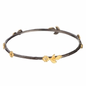 Leilani's Two Tone Leaf & Floral Bangle Bracelet