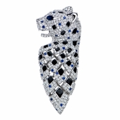 Black and Blue Silvertone Leopard Charm for Jewelry Making