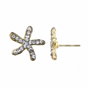 Leslee's Goldtone Rhinestone Starfish Stud Earrings