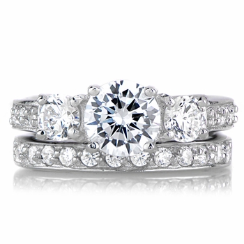 Loki's 3 Stone CZ Wedding Ring Set