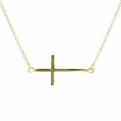 Lucinda's Sideways Cross Necklace - Goldtone