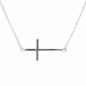 Lucinda's Sideways Cross Necklace - Silvertone