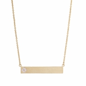 Lyzandra's 18 in Goldtone Bar Necklace with CZ Flower