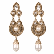 Mae's Rhinestone Pearl Bead Dangle Earrings