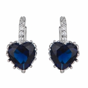 Makenzie's  Blue Crystal Heart Leverback Earrings