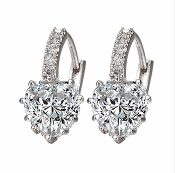 Makenzie's Crystal Heart Leverback Earrings