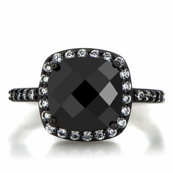 Marina's 3.8ct Cushion Cut Black CZ Engagement Ring