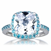 Marina's Blue CZ Cushion Cut Engagement Ring