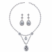 Marsha's Fancy CZ Pear Drop Necklace and Earring Set